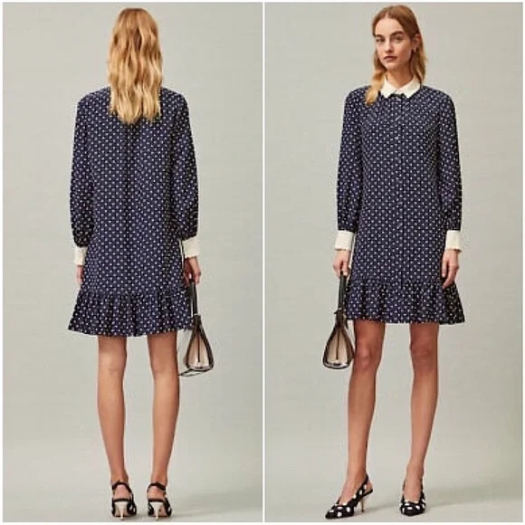 Tory Burch Dress Cora Polka Dot Shirt Dress Silk - Picture 7 of 9